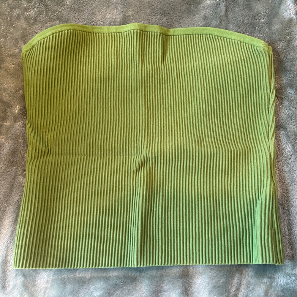 JustFab Bright Green Ribbed Tube Top